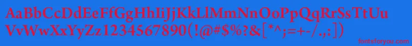 フォントArnoproSemibold12pt – 赤い文字の青い背景