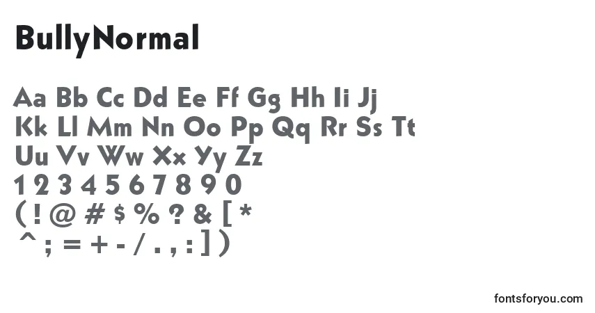 Czcionka BullyNormal – alfabet, cyfry, specjalne znaki