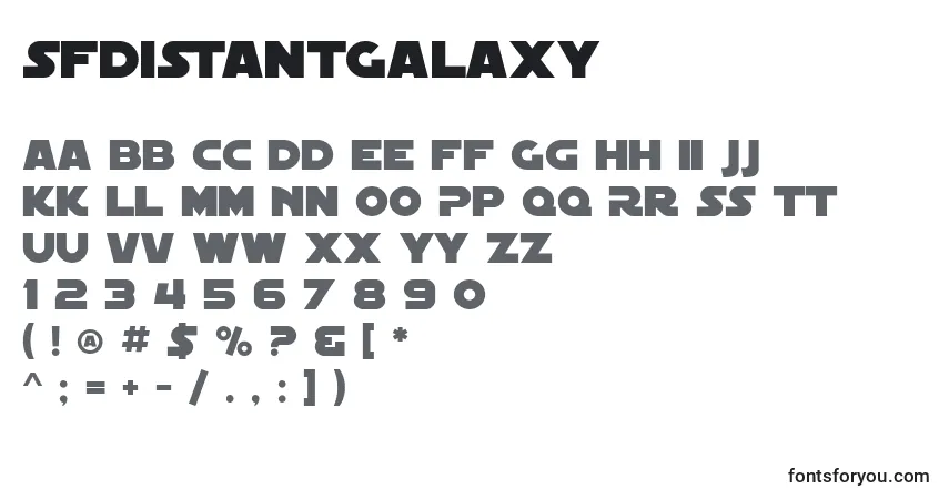 Schriftart SfDistantGalaxy – Alphabet, Zahlen, spezielle Symbole