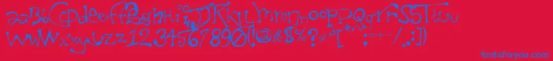 TaxidermistIi-fontti – siniset fontit punaisella taustalla