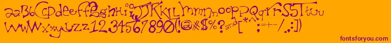 TaxidermistIi-Schriftart – Violette Schriften auf orangefarbenem Hintergrund