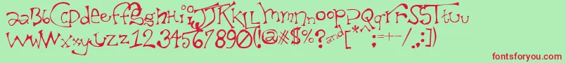 TaxidermistIi-Schriftart – Rote Schriften auf grünem Hintergrund