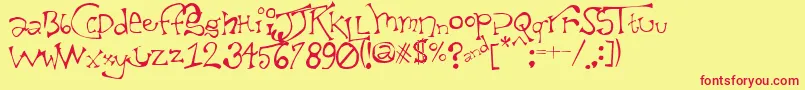 TaxidermistIi-fontti – punaiset fontit keltaisella taustalla