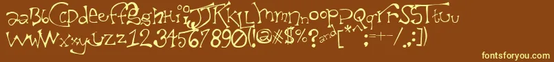 TaxidermistIi-fontti – keltaiset fontit ruskealla taustalla