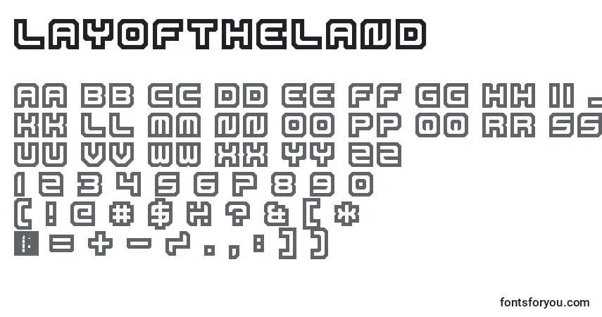Czcionka LayOfTheLand – alfabet, cyfry, specjalne znaki