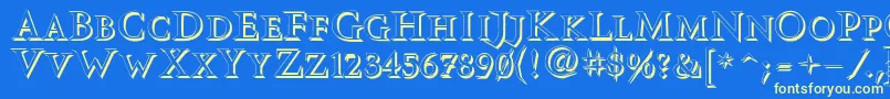 Vtcswitchbladeromanceshadowed Font – Yellow Fonts on Blue Background