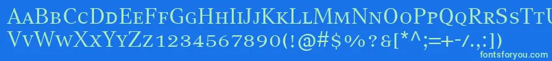 フォントCompatilTextLtComRegularSmallCaps – 青い背景に緑のフォント