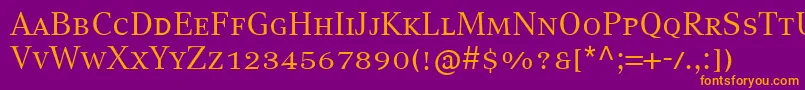 フォントCompatilTextLtComRegularSmallCaps – 紫色の背景にオレンジのフォント
