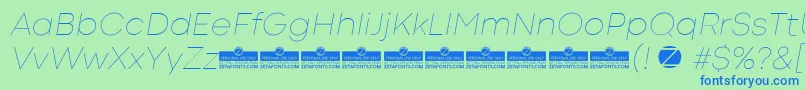 Czcionka CodecColdThinItalicTrial – niebieskie czcionki na zielonym tle