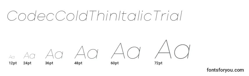 CodecColdThinItalicTrial Font Sizes