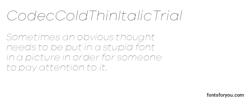 Review of the CodecColdThinItalicTrial Font