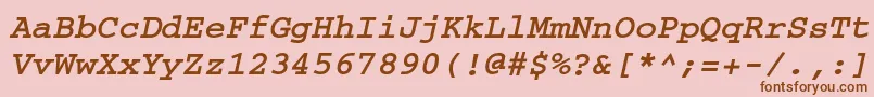 Шрифт CouriercttBolditalic – коричневые шрифты на розовом фоне