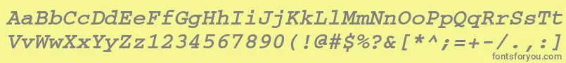 フォントCouriercttBolditalic – 黄色の背景に灰色の文字