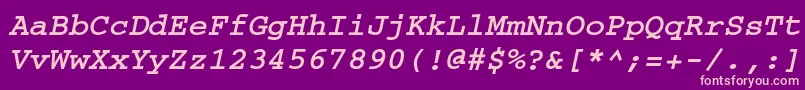 Шрифт CouriercttBolditalic – розовые шрифты на фиолетовом фоне