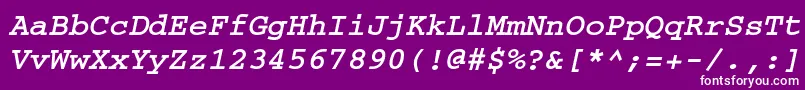 Шрифт CouriercttBolditalic – белые шрифты на фиолетовом фоне