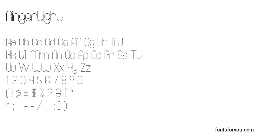 Czcionka RingerLight – alfabet, cyfry, specjalne znaki