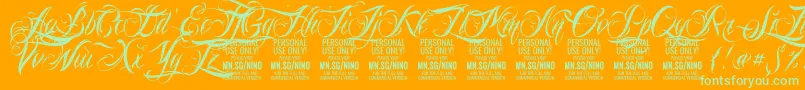 NinoscriptPersonalUseOnly Font – Green Fonts on Orange Background