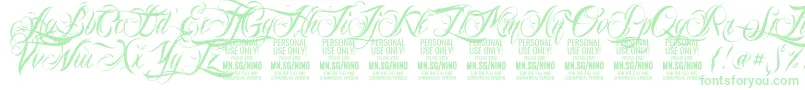 NinoscriptPersonalUseOnly Font – Green Fonts on White Background