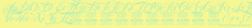 NinoscriptPersonalUseOnly-Schriftart – Grüne Schriften auf gelbem Hintergrund