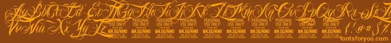 NinoscriptPersonalUseOnly Font – Orange Fonts on Brown Background