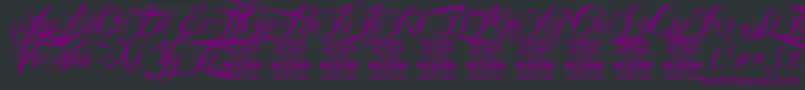 Więcej informacji o czcionce NinoscriptPersonalUseOnly Czcionka NinoscriptPersonalUseOnly – fioletowe czcionki na czarnym tle