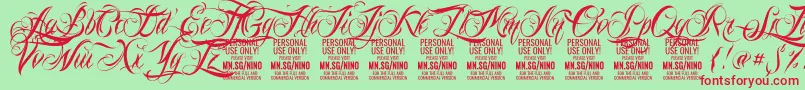 Шрифт NinoscriptPersonalUseOnly – красные шрифты на зелёном фоне