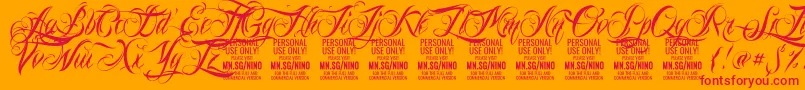 NinoscriptPersonalUseOnly Font – Red Fonts on Orange Background