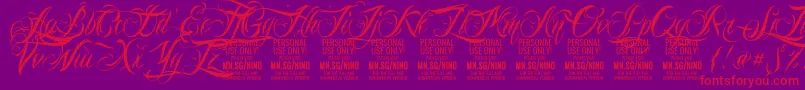 Más sobre la fuente NinoscriptPersonalUseOnly fuente NinoscriptPersonalUseOnly – Fuentes Rojas Sobre Fondo Morado