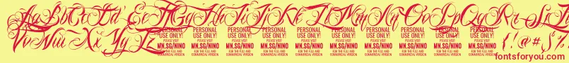 フォントNinoscriptPersonalUseOnly – 赤い文字の黄色い背景