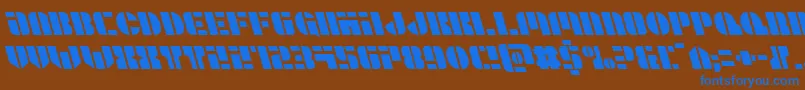 フォントLeaguewarsleft – 茶色の背景に青い文字