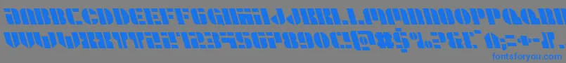 フォントLeaguewarsleft – 灰色の背景に青い文字