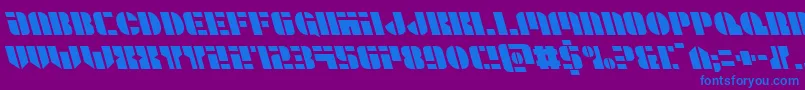 フォントLeaguewarsleft – 紫色の背景に青い文字