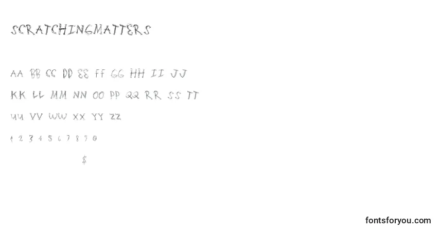 A fonte Scratchingmatters – alfabeto, números, caracteres especiais