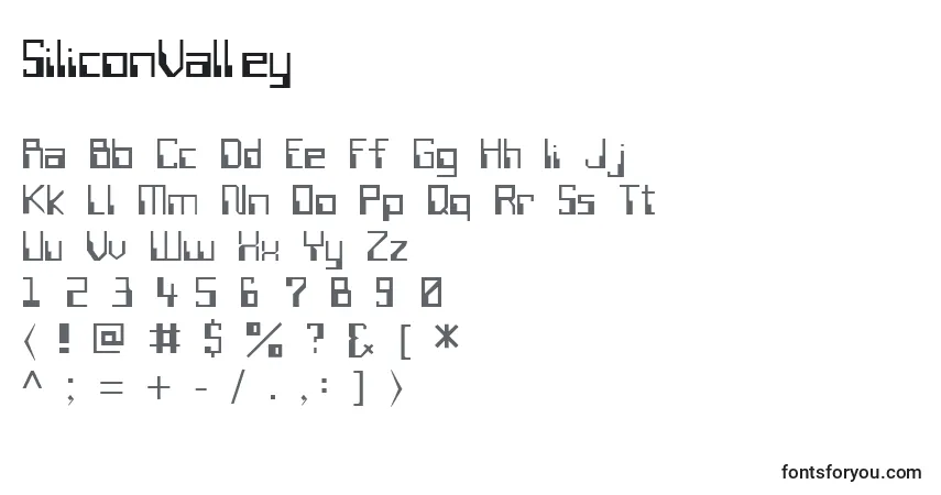 A fonte SiliconValley – alfabeto, números, caracteres especiais