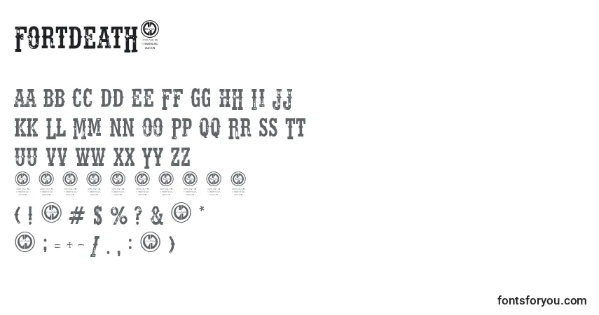 Czcionka Fortdeath2 – alfabet, cyfry, specjalne znaki