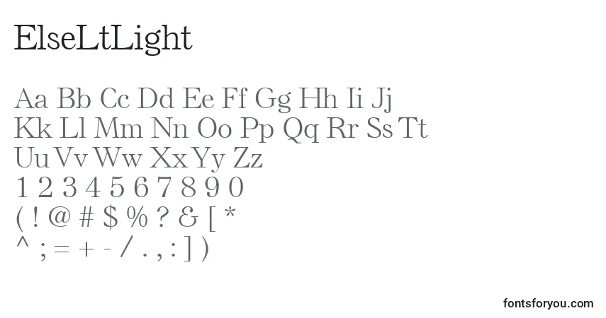 Шрифт ElseLtLight – алфавит, цифры, специальные символы