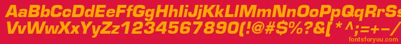 フォントEuroBi – 赤い背景にオレンジの文字