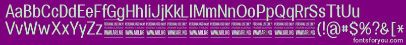 SpecifypersonalConmedium Font – Green Fonts on Purple Background