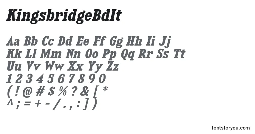 Шрифт KingsbridgeBdIt – алфавит, цифры, специальные символы