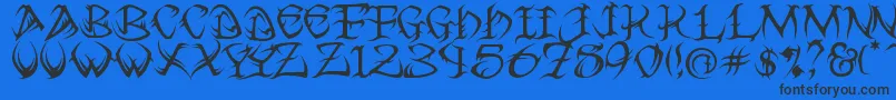 Tribal ffy Font – Black Fonts on Blue Background