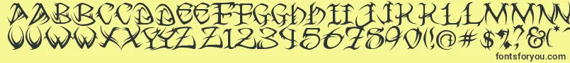 Tribal ffy Font – Black Fonts on Yellow Background