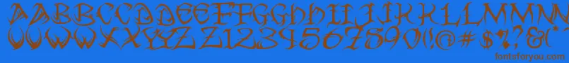 Tribal ffy Font – Brown Fonts on Blue Background