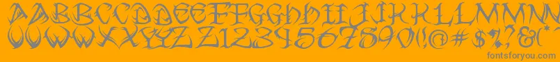 Tribal ffy-Schriftart – Graue Schriften auf orangefarbenem Hintergrund