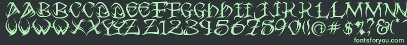 Tribal ffy Font – Green Fonts on Black Background