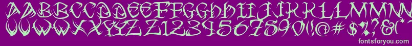 Tribal ffy Font – Green Fonts on Purple Background