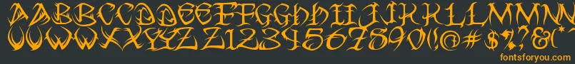 フォントTribal ffy – 黒い背景にオレンジの文字