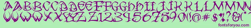 Tribal ffy Font – Purple Fonts on Green Background