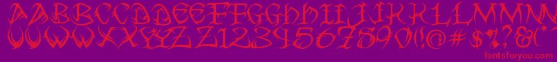 Tribal ffy Font – Red Fonts on Purple Background