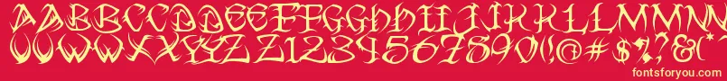 Tribal ffy Font – Yellow Fonts on Red Background