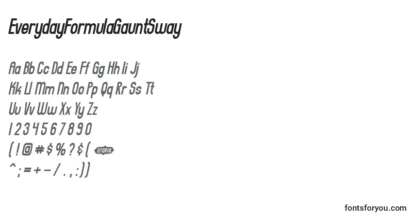 EverydayFormulaGauntSway Font – alphabet, numbers, special characters